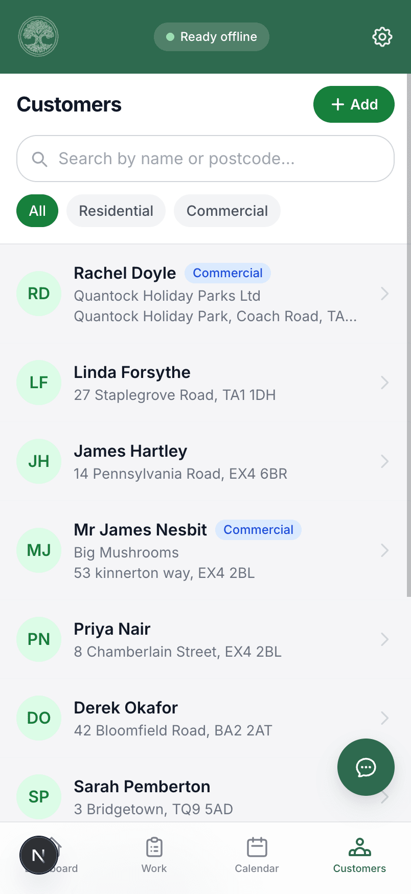 The Treetask customers list