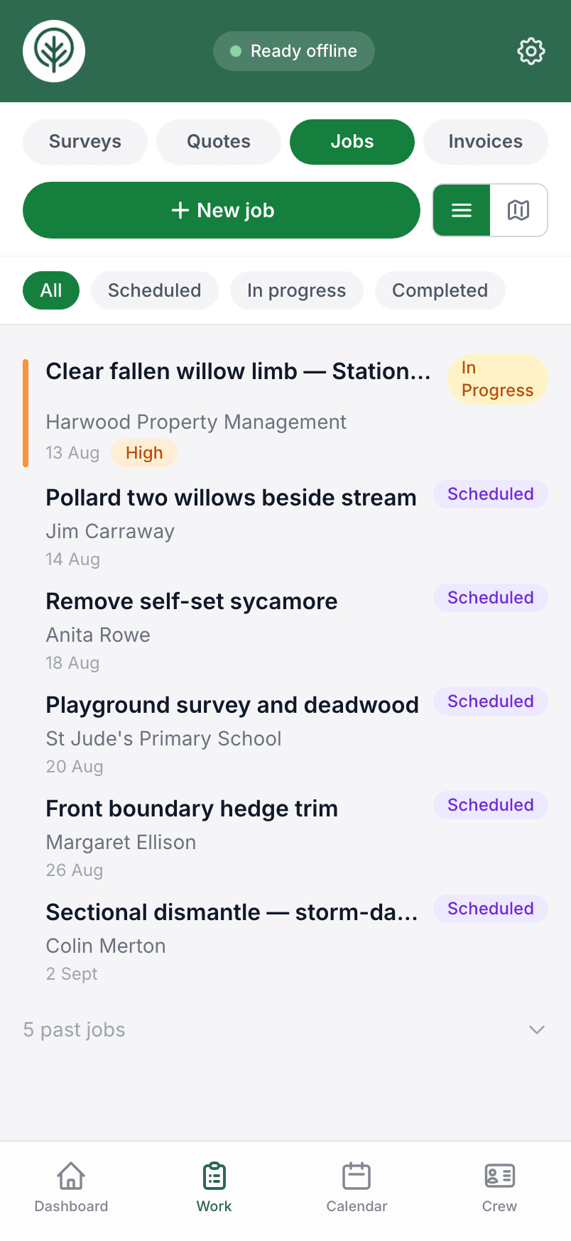 The day's jobs on a phone